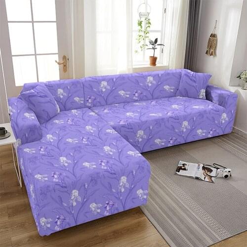 Vintage Flowers Sofa Cover Elastic Stretch L-shape Sofa Purple Floral Sofa Covers for Living Room Couch Cover Sofa Slipcovers