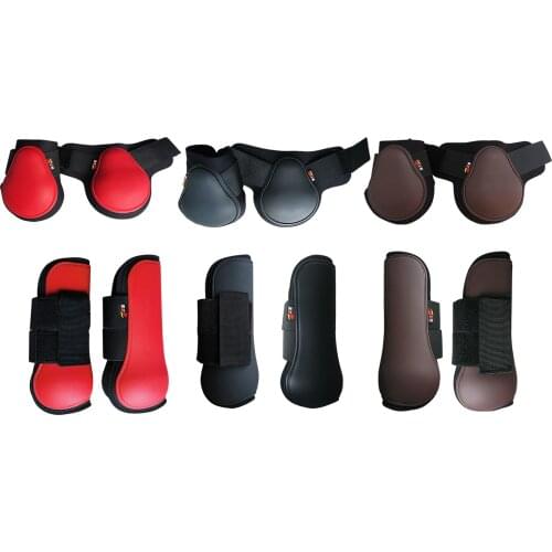 Horse Tendon Boots Jumping Adjustable Brace PU Leather Protective Guard