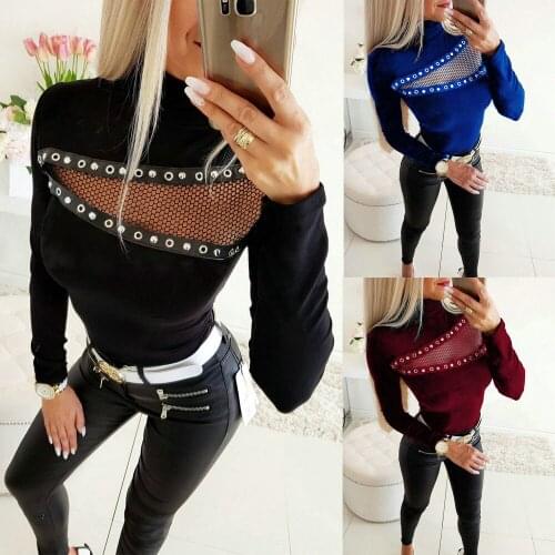 Ladies' Solid Color Piled High-Neck Long-Sleeve Sweatshirt Top