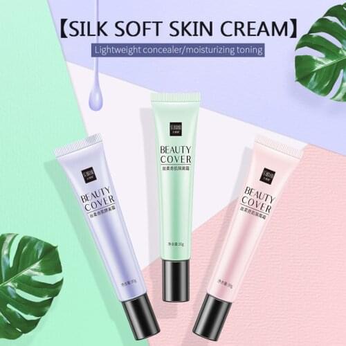 1pc Face Makeup Cream Concealer Lightweight Isolation Cosmetics Primer Waterproof Lasting Makeup Purple Pink Green TSLM1