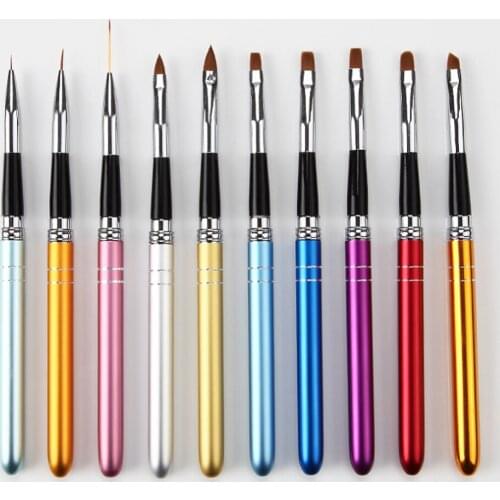 10pcs Nail Art Brushes Painting Dotting Drawing Polish Pen With Lids Liner Painting Brush Lines Liner Drawing Pen Manicure Tools