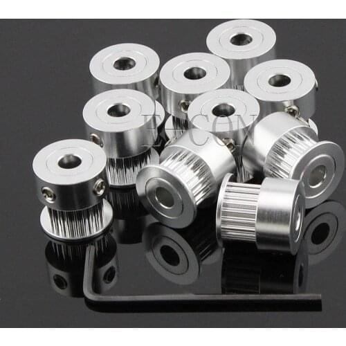 10pcs/lot GT2 Timing Pulley Alumium 20 Teeth Bore 5mm/6mm/6.35mm/8mm Teeth width 7mm for Width 6mm GT2 Timing Belt and 3D Print