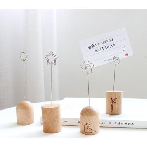 120Pcs/Lot Home Business Desktop Card Holder Folder Wood Metal Picture Frames Message Clips Creative Turtle Leaf Notepad