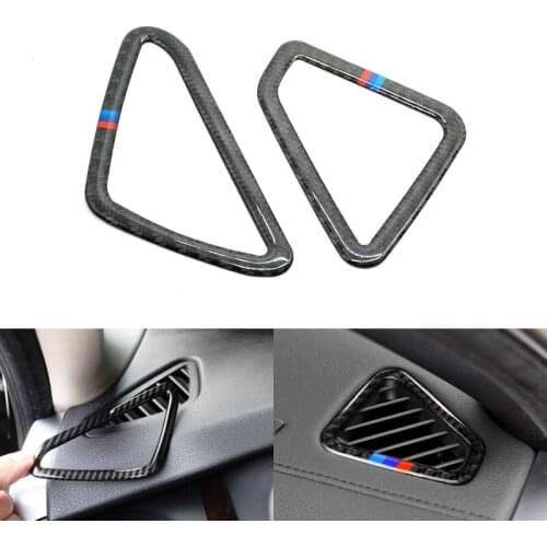 2pcs Car Styling Real Carbon Fiber Air Condition Vent Outlet Cover Trim For BMW X5 X6 F15 F16 2014 2015 2016 2017