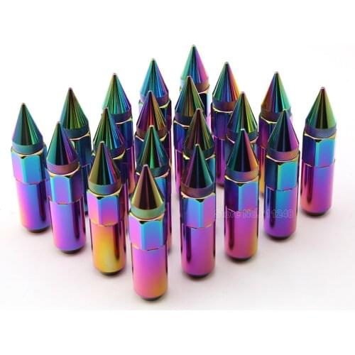 20Pcs M12X1.5/M12X1.25 Spiked Aluminum Extended Tuner Wheels Rims Lug Nuts Racing For Ford Toyota Mitsubishi Nissan Mazda Suzuki