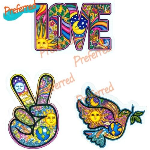 3 Pieces of Love, Peace Fingers, Peace Pigeons, Laptop Car SUV Truck Bumper Window Wall Door Any Smooth Surface Waterproof PVC