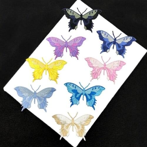 4pcs Polyester Yellow Pink Blue Purple Black EmbroideryButterfly Cloth Sticker Exquisite Animal 3D Lace Patch DIY Accessories