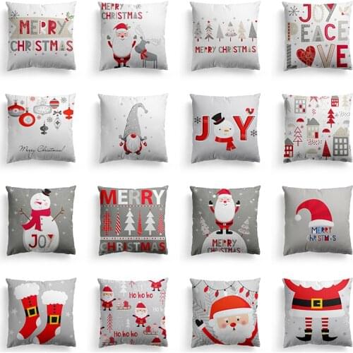 45*45cm Refreshing Throw Pillows Covers Christmas Square Cushion Cover Santa Claus Decorative Pillow Case For Sofa Home Decor