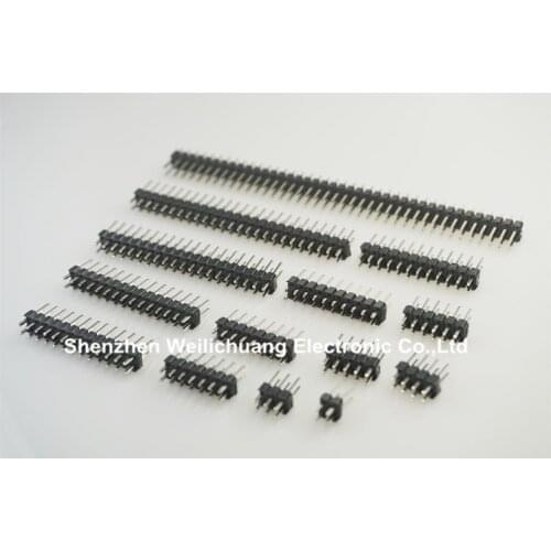 5 Pcs 2.54 mm 0.100" 4 Position 6 8 10 12 15 16 18 20 22 24 26 30 32 40 60 80 Pin Dual Row PCB Male Header Through Hole Straight