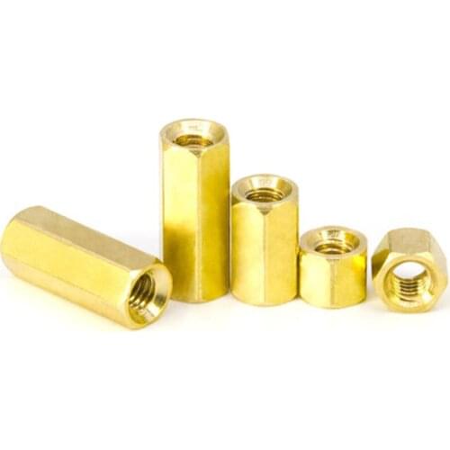5pcs M4 Hexagon nut Copper column Computer motherboard Double pass connecting columns brass 5mm-60mm(L) 5.5mm(S)