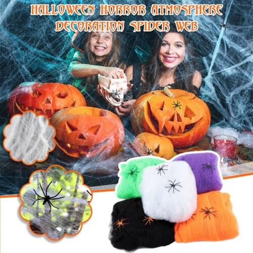 5PCS Halloween Scary Party Scene Props White Stretchy Cobweb Spider Web Horror Halloween Decoration For Bar Haunted House