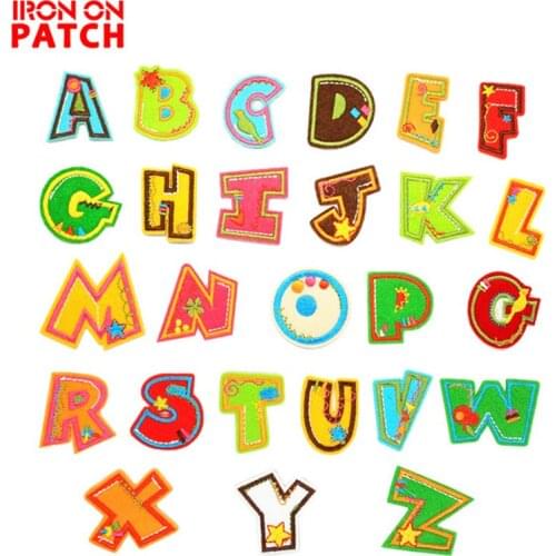 5Pcs English Letters Patch Alphabet Word Embroidered Iron on Brand Patch for DIY Stripes Motif Appliques Garment Clothes Badge