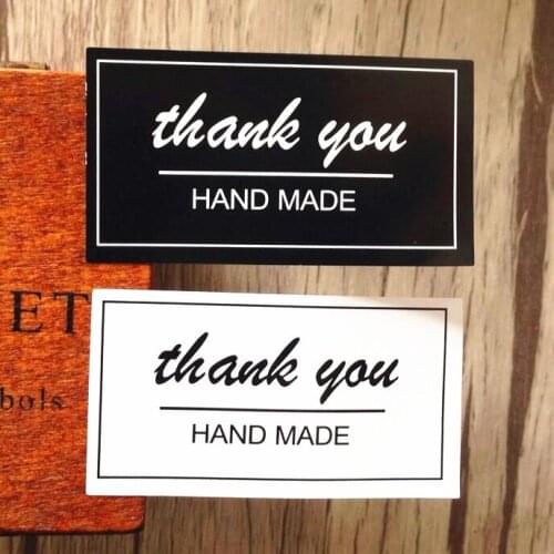 80pcs/lot Rectangle Handmade Black & White Thank you Baking Seal Sticker For Party Favor Gift Bag Candy Box
