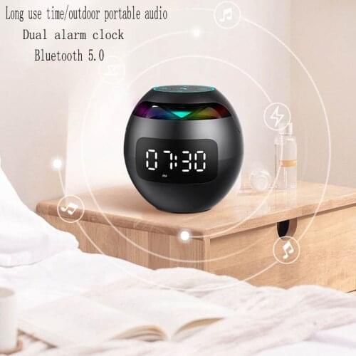 Wireless Bluetooth Mini Speaker Portable LED Dual Alarm Clock TF Card Mini Speaker Outdoor Bluetooth 5.0 Heavy Bass Portable Aud
