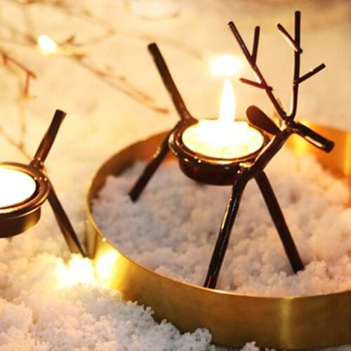Bronze Candlestick Home Accessories Deer Candle Holder Iron Wedding Decor Candlestick Metal Vintage Table Decoration Romantic