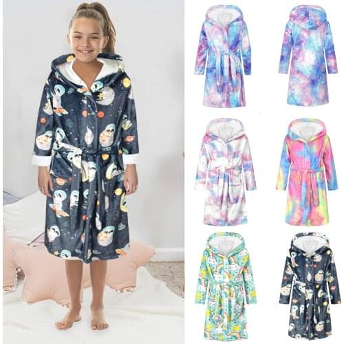 Flannel Kids Bathrobe Sleepwear Children Night-robe Clothing Baby Boys Robes For Girls Clothing Warm Home Wear Sleepwear Пижама