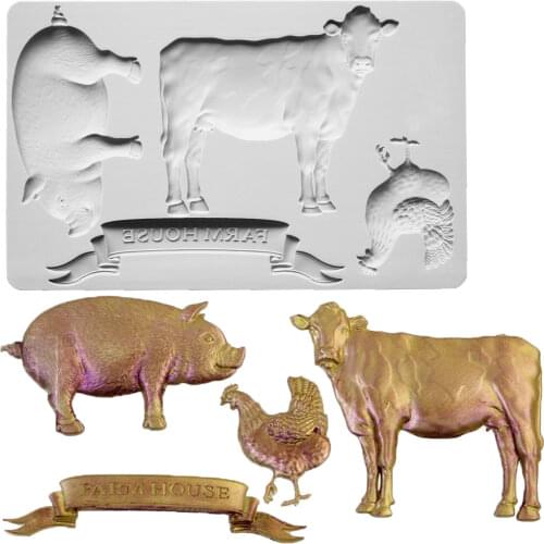Farm Animal Silicone Mold Fondant Mould Cake Decorating Tools Chocolate Gumpaste Molds, Sugarcraft, Kitchen Gadget