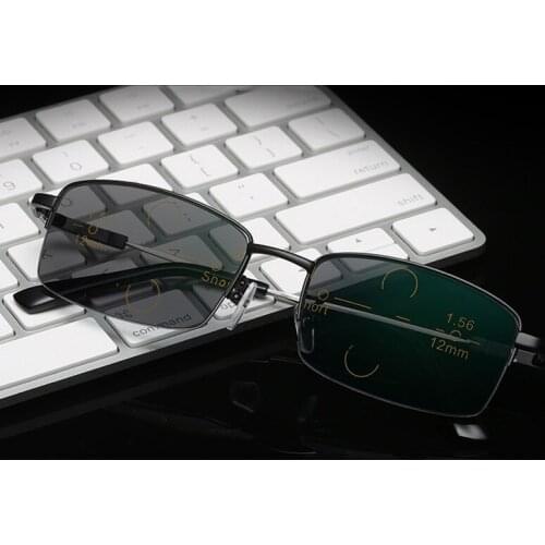 Flexible Men Multifocal Reading Glasses Photochromic Presbyopic Eyewear Transition Gray Lens Ultralight Free Form Magnifier