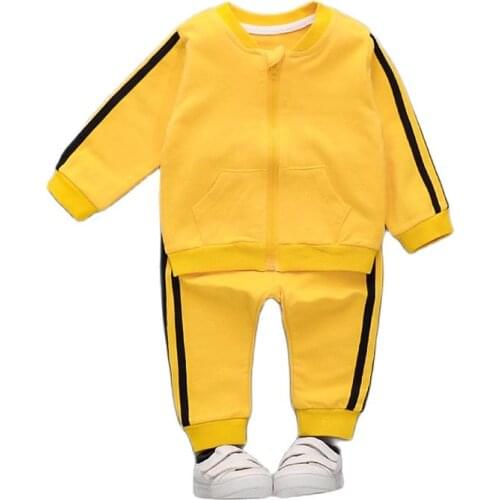 2021 spring and autumn new boys and girls striped long-sleeved zipper fashion sweatshirt two-piece suit 1-4 years old