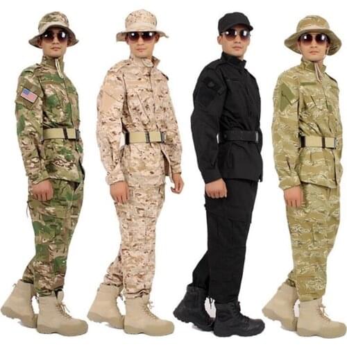 Tactical Uniform Sets Fashion Breathable Camouflage Clothes Men Bomber Shirt Cargo Pant Suit Outdoor Hunting Camping Clothing