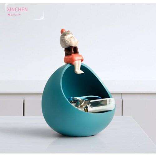 Sweet Pink Girl with Decorative Boxes Candy Box Key Phonesstorage Box Office Table Ornaments Home Decoration Accessories Modern