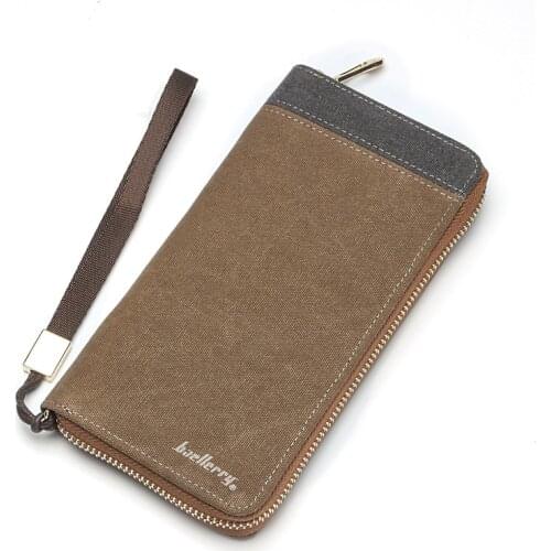 Men Canvas Zipper Long Wallet Male Big Card Holder Purse Phone Money Bag Clutch Wristlet Walet Portomonee