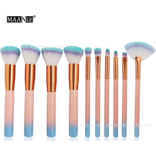 Hot Selling MAANGE 10 Powder Blue Gradient Makeup Brush Set Beauty Cosmetic Tools Make-up