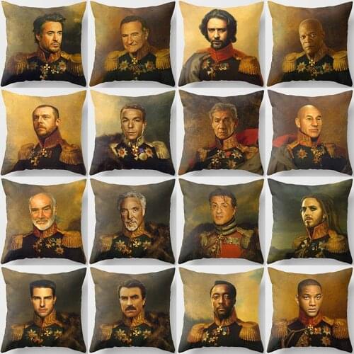 Great man in history oil painting image pattern pillow cases short plush high quality square thick pillow case covers