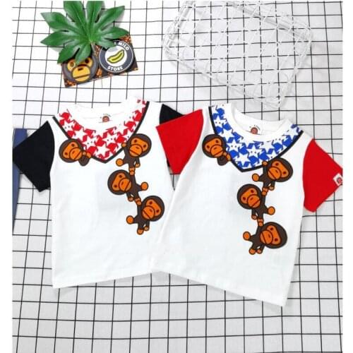 2021 New Kids Boy Girls Cartoon Animal Star Pattern Printed Shirt Summer Short Shirts Tops Tee Hip Hop Style Clothes