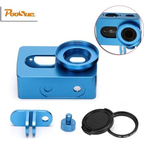 NEW coming Metal Frame Protective Case + 37mm UV Filter For Xiaomi Yi 2 Xiaoyi 2 4K Action Sport Camera CNC Aluminum Cover