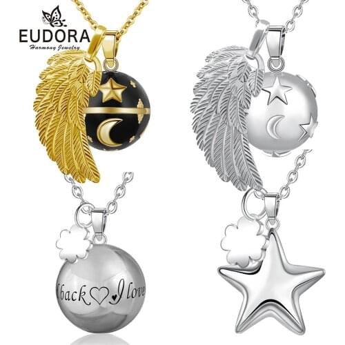 Eudora 20mm Angel Wing Star Harmony bola ball Pendant Necklace Pregnancy Ball Jewelry Chime Bola Mothers Guardian angel Gift