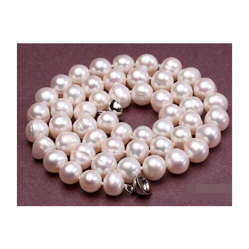 Elegant Women 8-9mm White Round Freshwater Pearl Necklace 18"