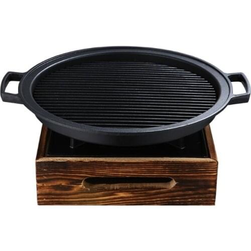 Portable mini cast iron bbg grill barbecue grills table top barbecue stove teppanyaki grills for Hotel restaurant family Sin