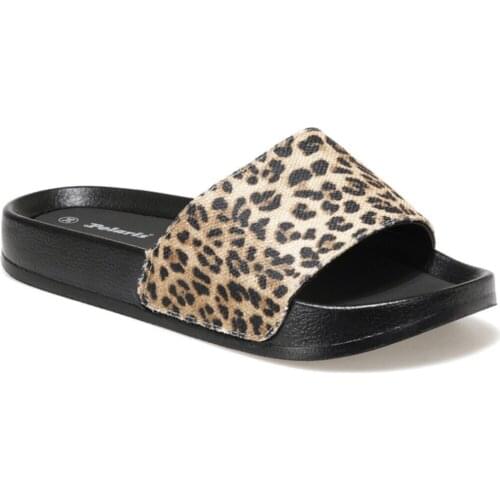 Polaris Leopard Black Brown Slippers Women Flat Slippers Comfortable Casual Four Seasons