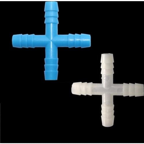 50pcs 8mm four ways barb cross tee connectors garden hose accessories water splitter for conectores homebrew