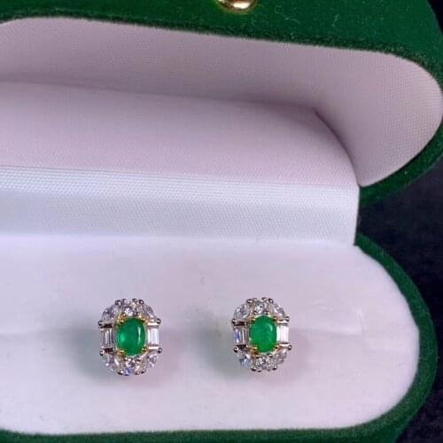 Wedding Gift Elegant High Quality New Trendy Natural And Real 925 Sterling Silver Emerald Earring For the Party