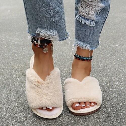 Kalsooni 2021 New Winter Women Furry Slipper Plush Home Slippers Thickend Soft Warm Casual Slippers