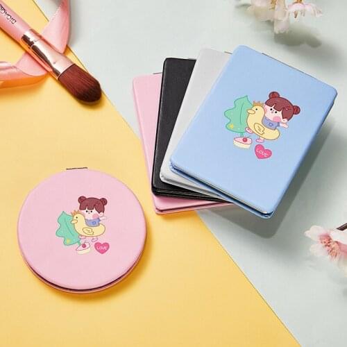 Funny Cute Light Portable travel Makeup Mirror with 2 Sides for Girl Folding Compact Cosmetic Vanity Pocket Magnifying Mirrors