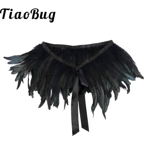 Women Gothic Birds Feather Cape Shawl Collar Festival Rave Performance Costume Holloween Cospaly Accessories Funny Party Harness