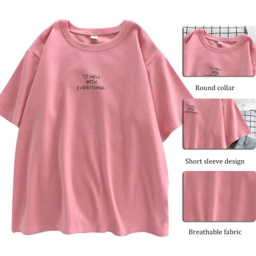 Women Short Sleeve T-Shirts Loose Harajuku 4Xl Letter Printed Chic Simply All-Match Women Men Couples Clothes