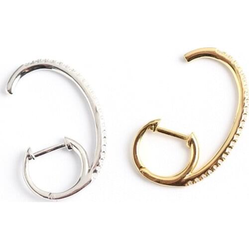 925 Sterling Silver Earring Fashion Personalized C Shape Zircon Ear Ring Ear Bone Wild Simple Trend Creative Female Ear Jewelry