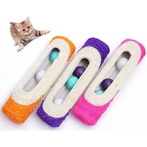 1PC Cat interactive Training Scratching Toy Cat Scratcher Rolling Tunnel Sisal Ball Trapped With 3 Ball Toys Color Random 200gE