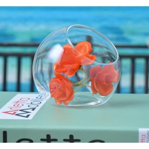 1PC Oblique spherical glass vase flower hydroponic fleshy micro landscape glass bottle moss wedding decoration JY 1186