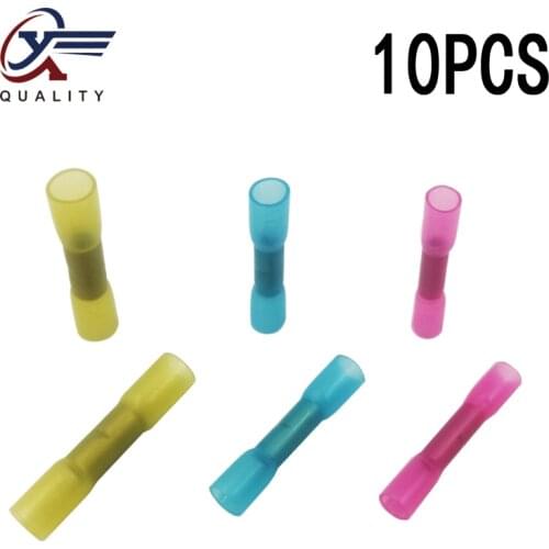 10PCS Heat Shrink Butt Terminals Insulated Electrical Wire Connectors AWG 22-10 Cable Crimping Terminals Connector Kit