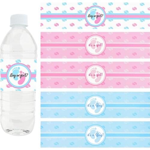 24pcs Baby Shower Bottle Label Stickers Boy Or Girl Self Adhesive Bottles Cover Christening Baptism Gender Reveal Party Supplies