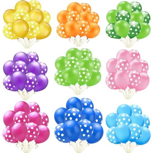 5 solid colors + 5 polka dot balloons. Colorful birthday party party Easter decoration kids adult balloon wedding DIY decoration