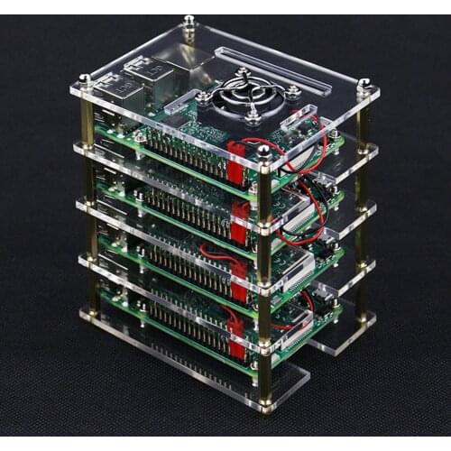 Layer Raspberry Pi 4 Model B Acrylic Case Clear Transparent Shell Enclosure Cover with CPU Cooling Fan for Raspberry Pi