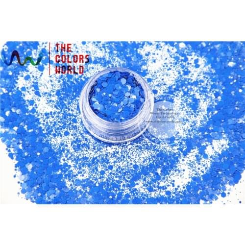 TCH310-H1 Bule Colors Mixed Hexagon Shape Solvent resistant Glitter Sequins for nail art nail gel Navy Blue