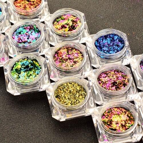 BEAUTYBIGBANG 0.1g Chameleon Effect Flake For Nails Sequins Mirror Powder Chrome Pigment Paillettes Glitter Dust For Nails
