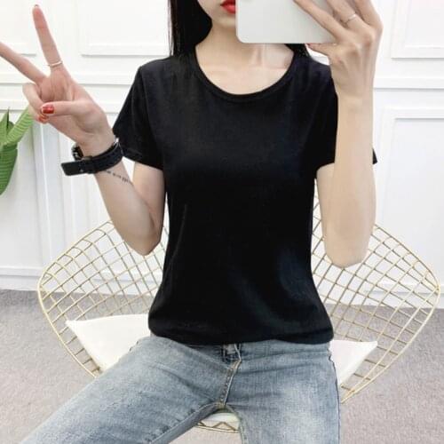 2020 Tee Shirt 4 Solid Color Basic T Shirt Women Casual O-neck Friends Summer Top Korean Hipster Streetwear White Tshirt